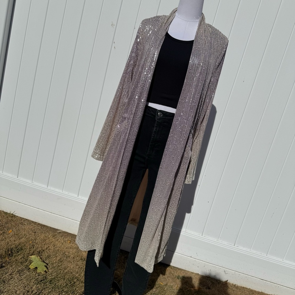 Champagne ombré full sequin duster jacket